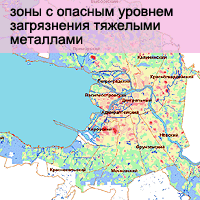 Экологические карты Санкт-Петербурга (загрязнение свинцом, тяжелымиметаллами, токсинами, радон, разломы и т.д.)